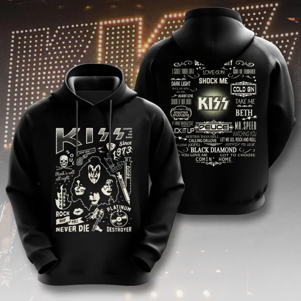 Rock Band Kiss Hoodies 3D Printing Men Women Hip Hop Oversized Pullover Hooded Sweatshirts Fashion Streetwear Man Tops Clothes