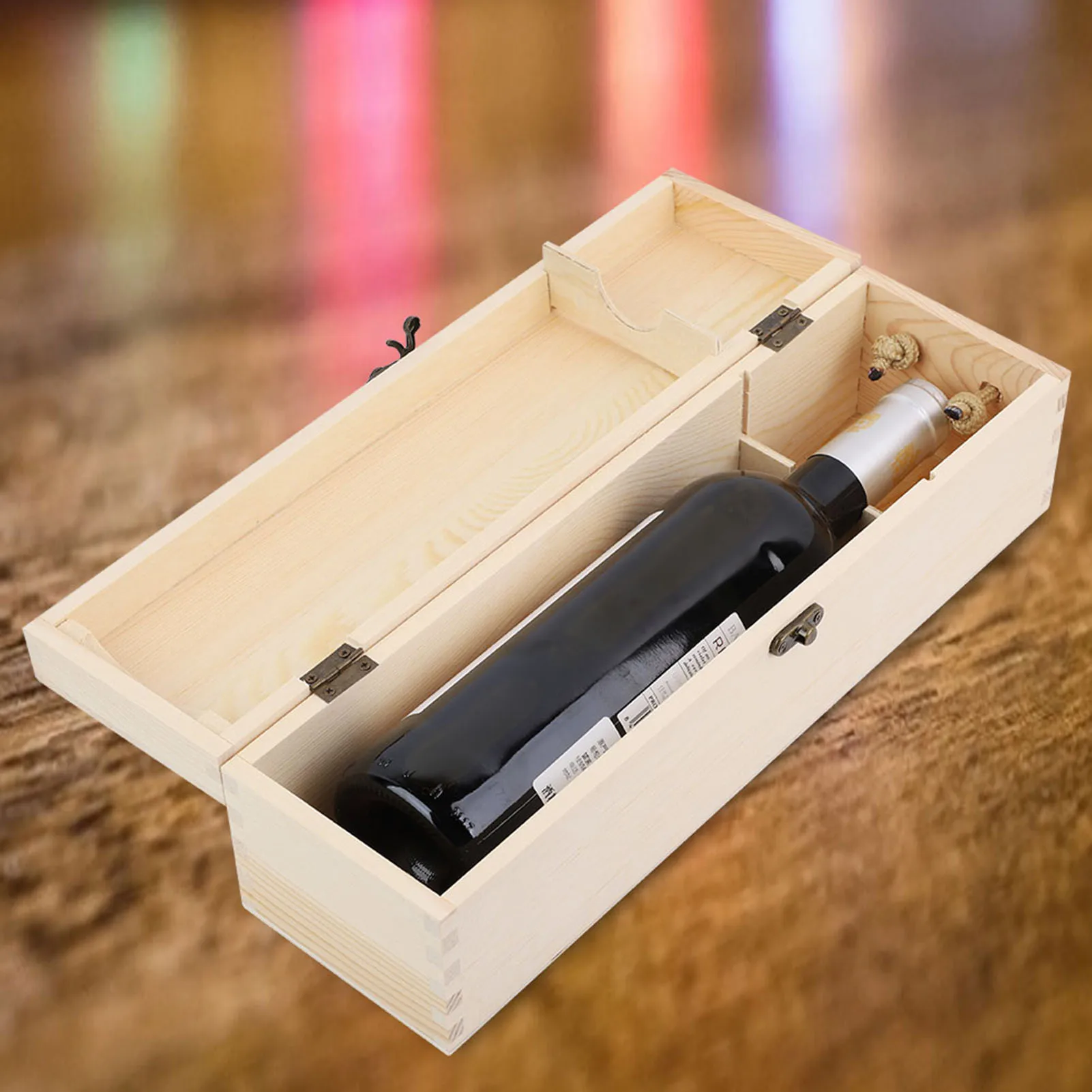 Twine Wooden Box for Wine Storage, Great for Wine Accessories, Wine Gift Box for Any Occasion, Exposed Wood Grain 6