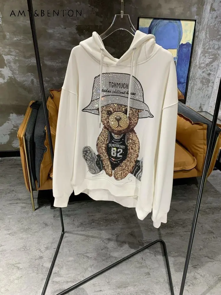 

Новинка, осенняя белая толстовка Стразы с капюшоном, повседневная мужская и женская модная брендовая толстовка с большими крыльями