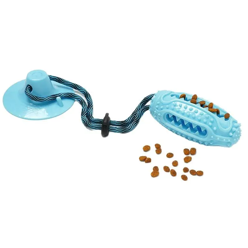

Dog Rugby for Aggressive Chewer Puppy Pooch Training Treat Teething Rope Toy for Boredom Dog Puzzle Feeder Food Leaky Mouthpiece