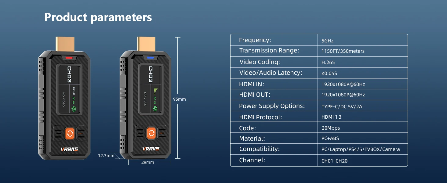 1080P HDMI Wireless Transmitter Receiver Extender Wireless 350M TV Stick Dongle