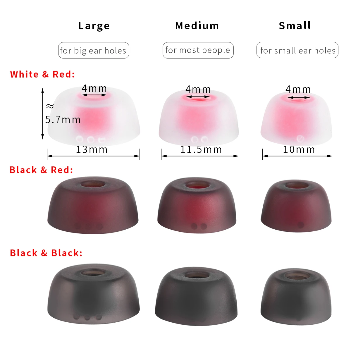 6Pcs Silicone Ear Tips for Anker Soundcore Life P2 P3 Eartips for SoundPEATS T2 T3 ANC Earbuds Tips TWS Earplugs Earphone 4-5mm