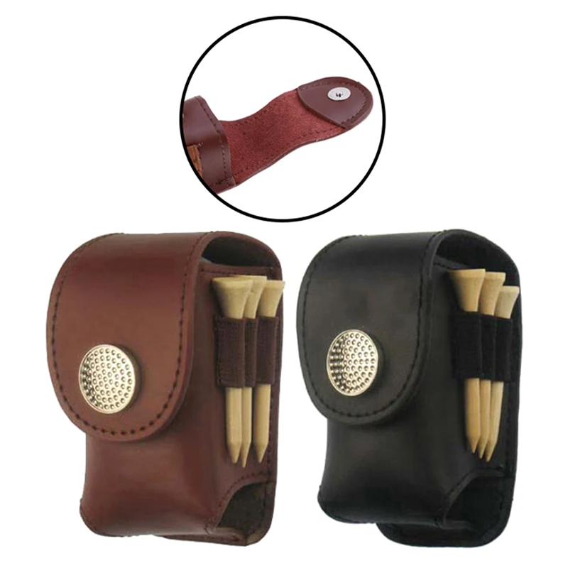

Portable Golf Ball Holder Waist Pouch Bag Leather Cool Golf Tee Bag Sports