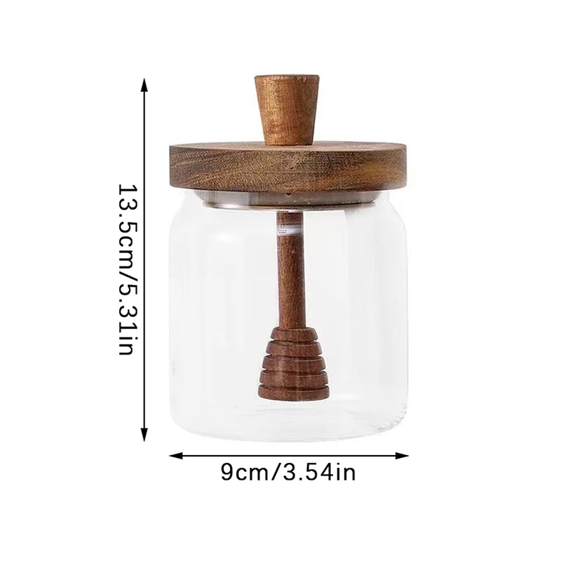 Honey Jar Honey Jar Advanced High Borosilicate Glass Sealed Tank Mixing Rod With Wooden Cover Transparent Honey Bottle