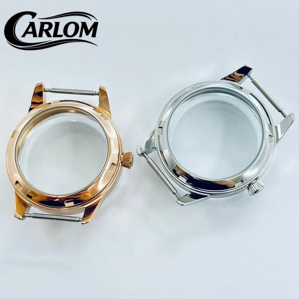 Elegant 33mm Cocktail Arch Watch Case - Polished Silver & Rose Gold Finish
