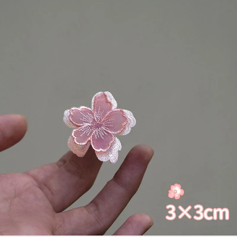 Doppelschichtige 3D Bunte Blume Organza Stickgarn Material Bügeln Patches Für Kleidung Taschen Dekoration DIY 3D Applikation – Detail 4