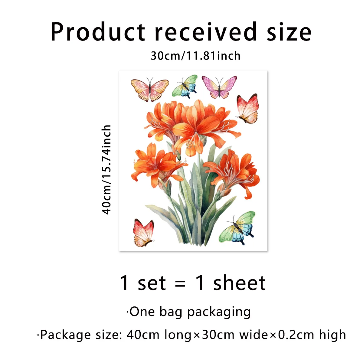 Colorful Butterfly Flower Stickers Window Glass Decoration Stickers Self-adhesive DIY Static Cling Films Decoration