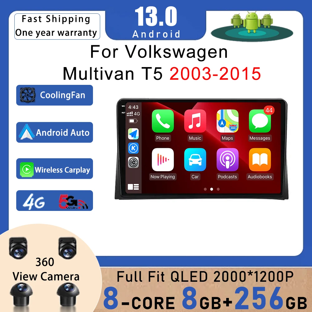 

for Volkswagen Multivan T5 2003-2015 Android 13 Car Radio Multimedia Player GPS Navigation Wireless Carplay Audio DSP Stereo