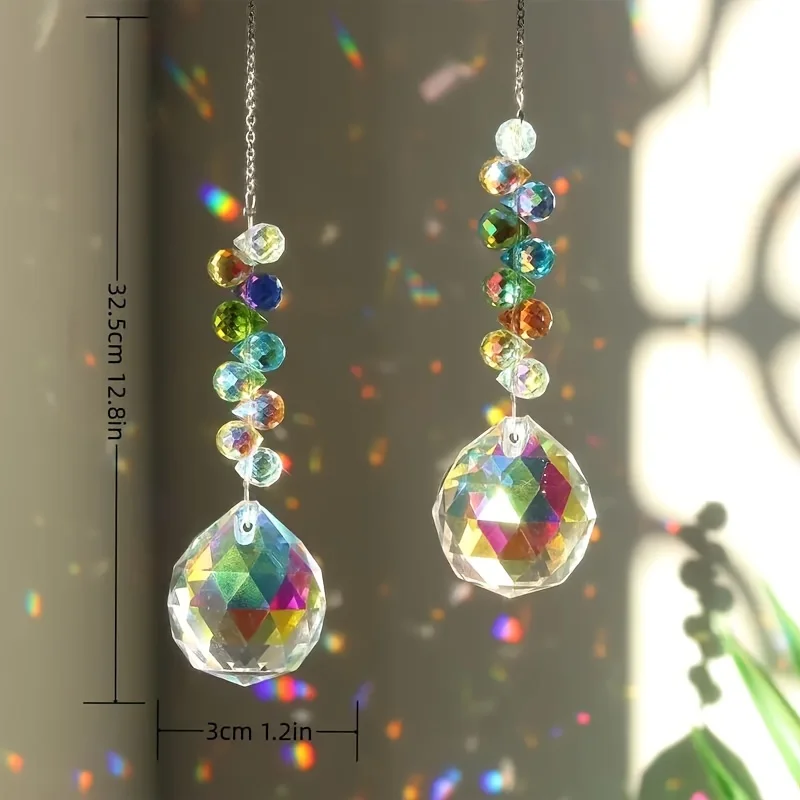 1/2pc Strawberry Bead Crystal Ball Sun Catcher-Hanging Prism For Garden & Home Decor Glass/Iron Craft Tool