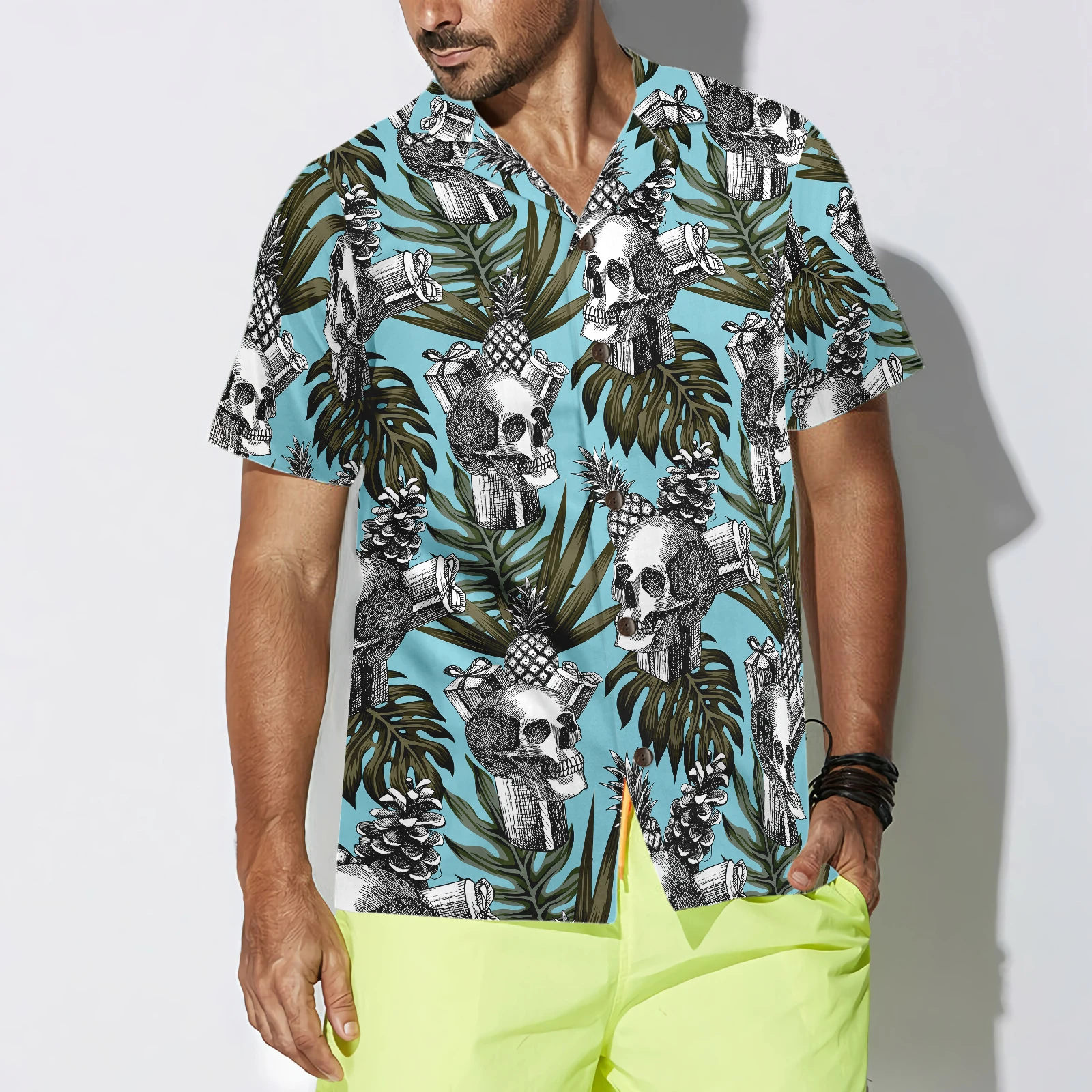

New Shirt Men's Fashion Hawaiian Shirt 3D Printing Skull Print Leisure Beach Shirt Men's Clothing Vocation Flip Collar Shirt
