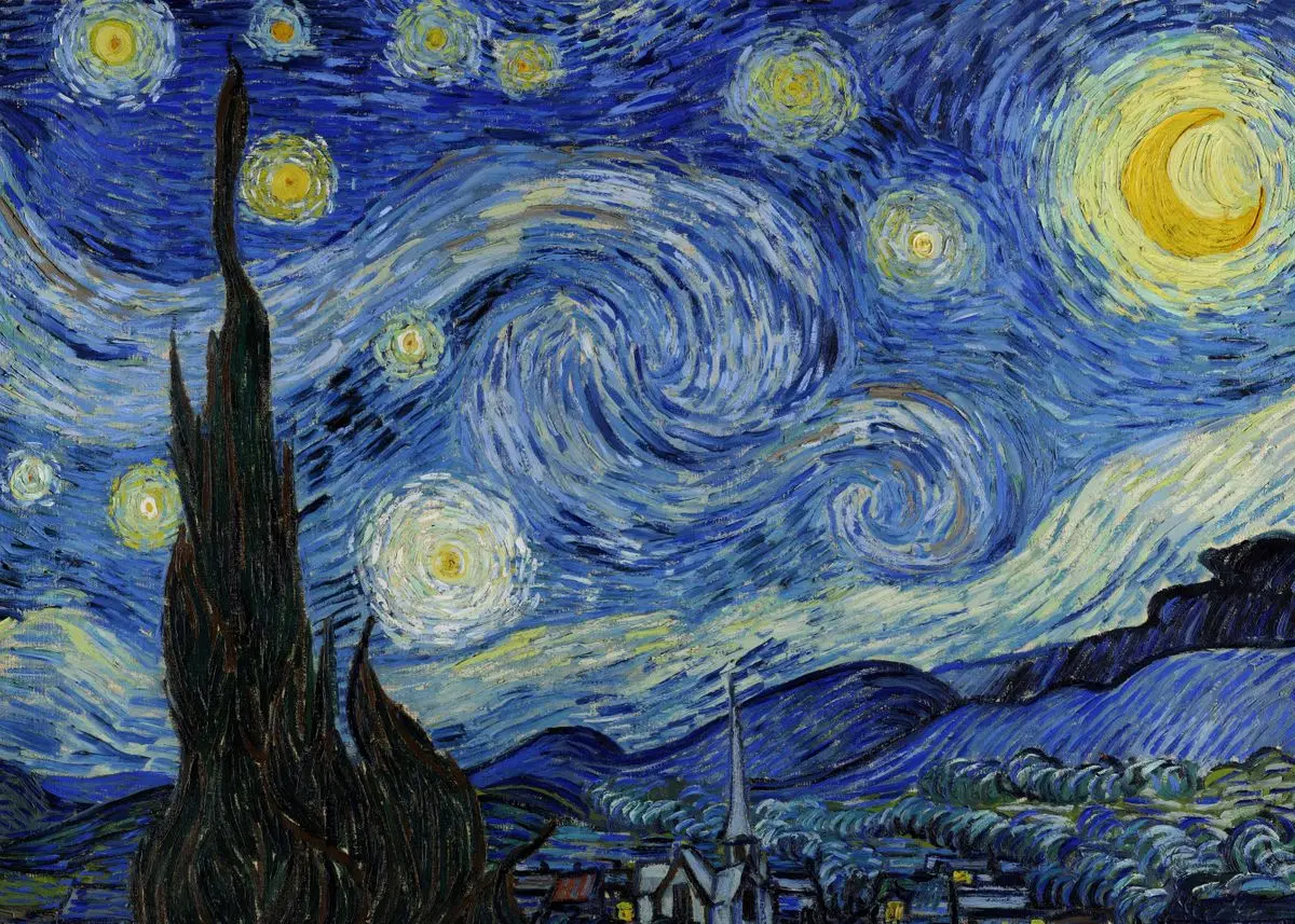 Van Gogh Canvas Art Print – Starry Sky & Irises Wall Decor Gift