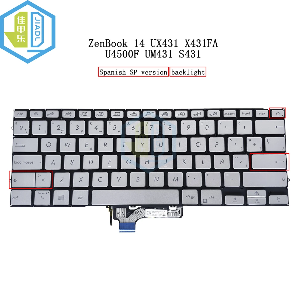 Teclado Backlit Espanhol e Eua Laptop Asus Zenbook 14 Ux431 Ux431f Ux431fn X431fa Um431 S431 U4500f sp es Teclados Latinos