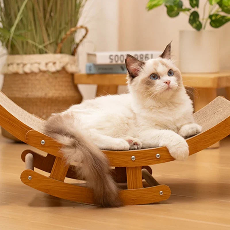 Rascador de madera para gatos, cama antiarañazos 2 en 1, juguetes para mascotas, rascador de uñas, alfombrilla de entrenamiento, garra de molienda 2