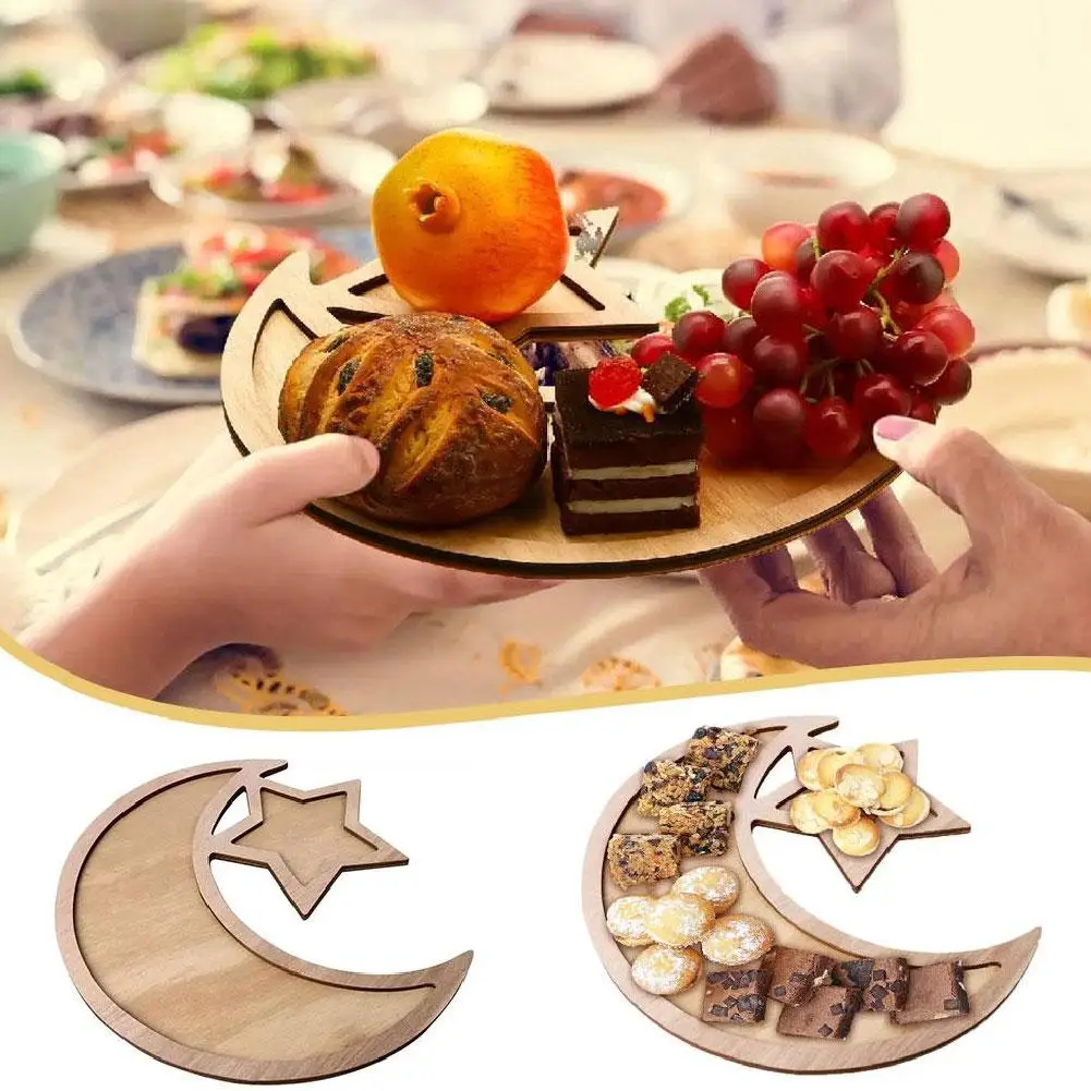 Wooden Eid Mubarak Food Tray For Home 2025 Ramadan Kareem Islamic Muslim Party Decor Eid Eid Al Adha Desk Decoration Gifts 3