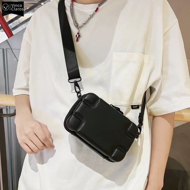 

Leather S Lightweight Soft Men Shoulder Men's Box For Phone Small Shell Bag Man Hard Crossbody Minimalist Travel