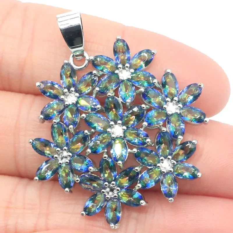 Customized 925 SOLID STERLING SILVER  PENDANT Fire Rainbow Mystic Topaz Citrine Peridot Swiss Blue London Blue Mystical Topaz Wo hot selling metal gas electric double fire lighter usb butane gas direct flush windproof blue flame led power display