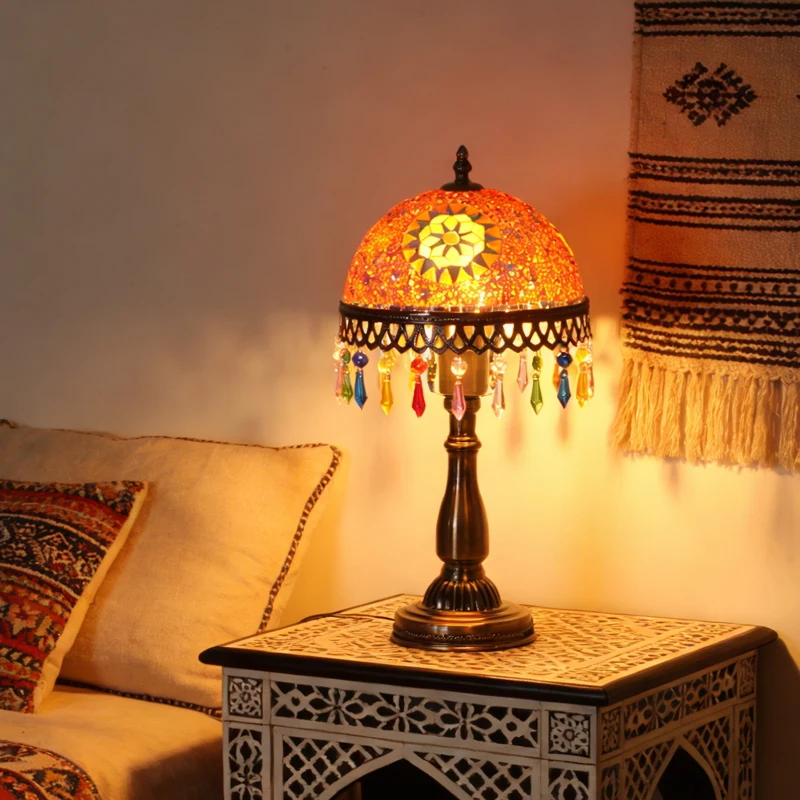 레트로 컬러 유리 LED 책상 램프 거실 홀 침실 나이트 스탠드 연구 레스토랑 사무실 장식 책상 테이블 조명