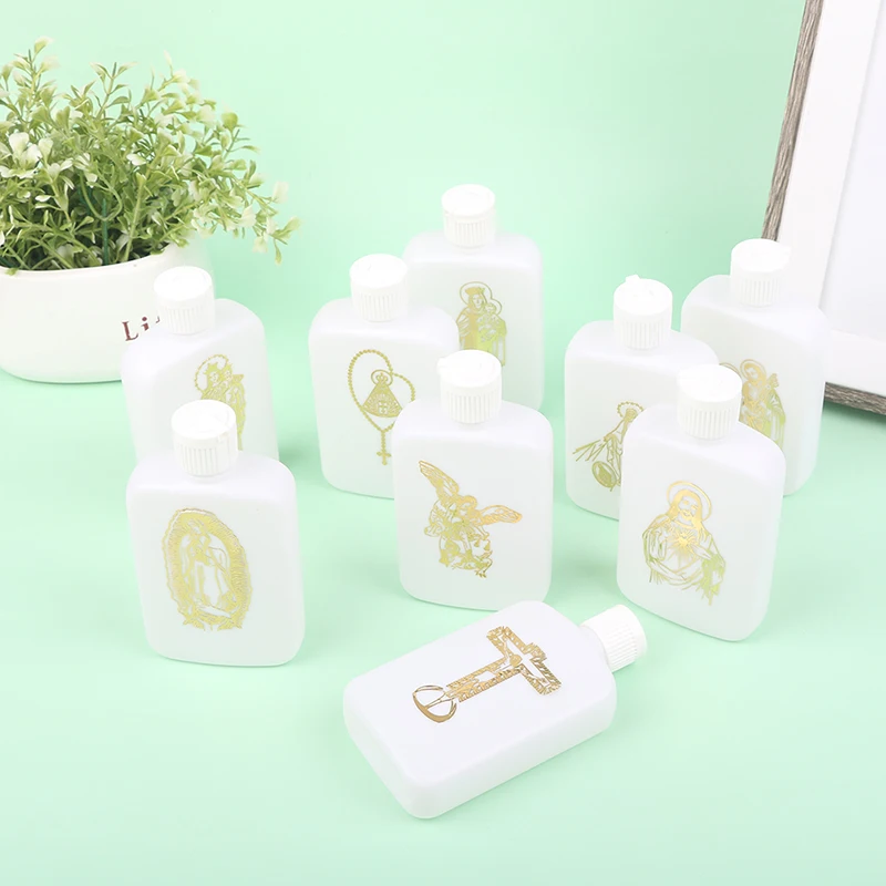 100ml Holy Water Bottles with Screw Lid Plastic Holy Water Container Empty Containers with Gold Cross holy water bottle