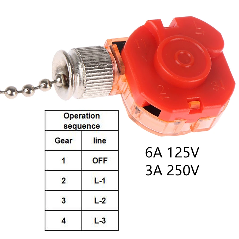 Description Picture 3 of itemCeiling Fan Switch 3 Speed 4 Wire Pull Wire Switch With Rope For DIY Accessories