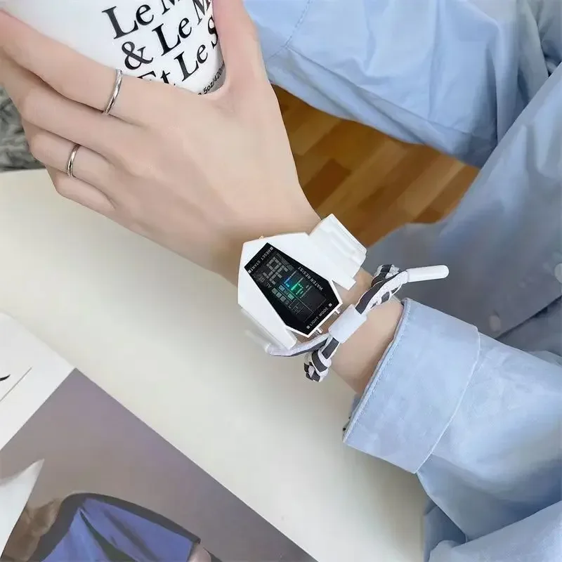 Men's and Women's Sports Couple Watches, Luminous Multi-functional Square Fighter Plane Watches, Men's Electronic Watches