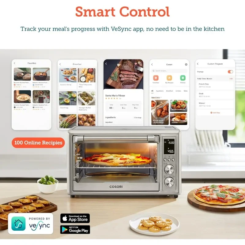 Rotisserie chicken cooking inside COSORI air fryer oven