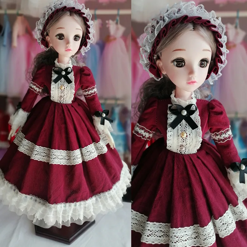 

1/3 Doll's Clothes for 60cm Female Bjd Doll Casual Retro Princess Dress Girl Toys Dress Up Play House Doll Accessories,no Doll