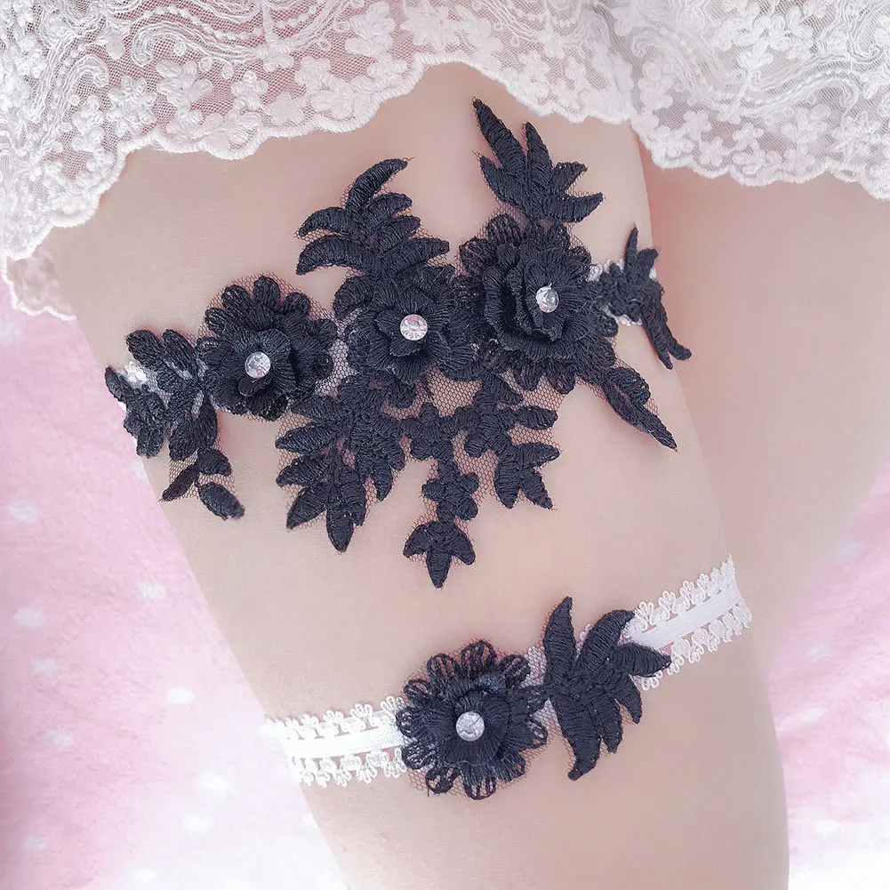 

2Pcs Appliques Flower Sexy Garters Women/Female/Bride Thigh Ring Bridal Lace Leg Loop Wedding Garter 2023