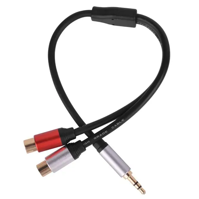 3.5mm Stereo Female To 2 RCA Male Adapter Cable - Gold Plated, 1ft Or 6ft Options