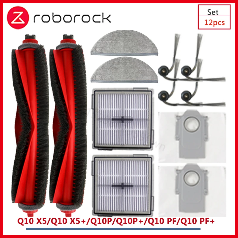 Kit D’entretien Complet Pour Robot Aspirateur Roborock Q10, Q8 Max Pro – Brosse Principale, Serpillères, Brosses Latérales, Filtres – 1 Lot - 13