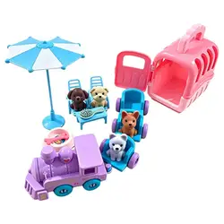 Deluxe Pet Toy Set: Mini Dog Figures & Portable Animal Care House (B)