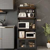 Multifunctional Storage Kitchen CabinetsMulti-layer Kitchen Shelves with Doors Floor Microwave Oven Storage Cabinet Furniture m 4