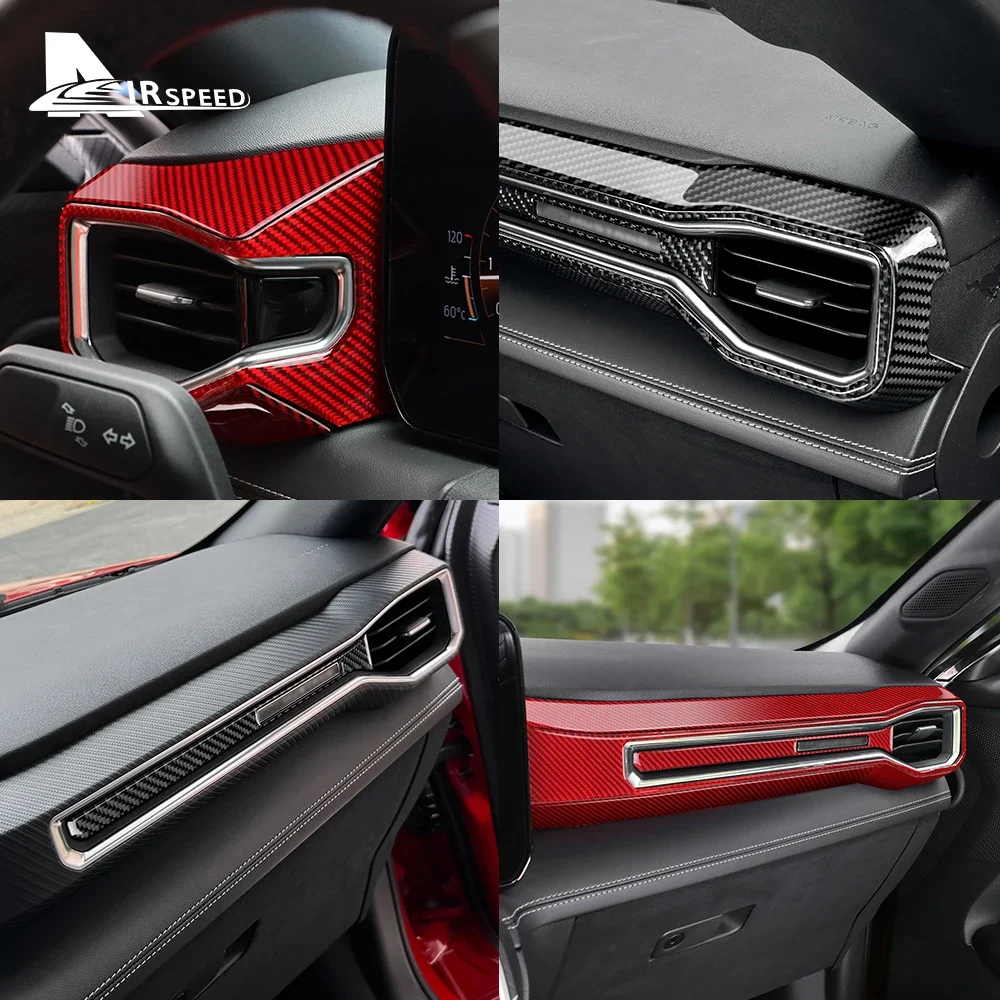 포드 머스탱 GT 다크 호스 EcoBoost 2024 2025 2026 LHD RHD 자동차 센터 콘솔 AC 콘센트 트림용 리얼 소프트 카본 파이버 스티커