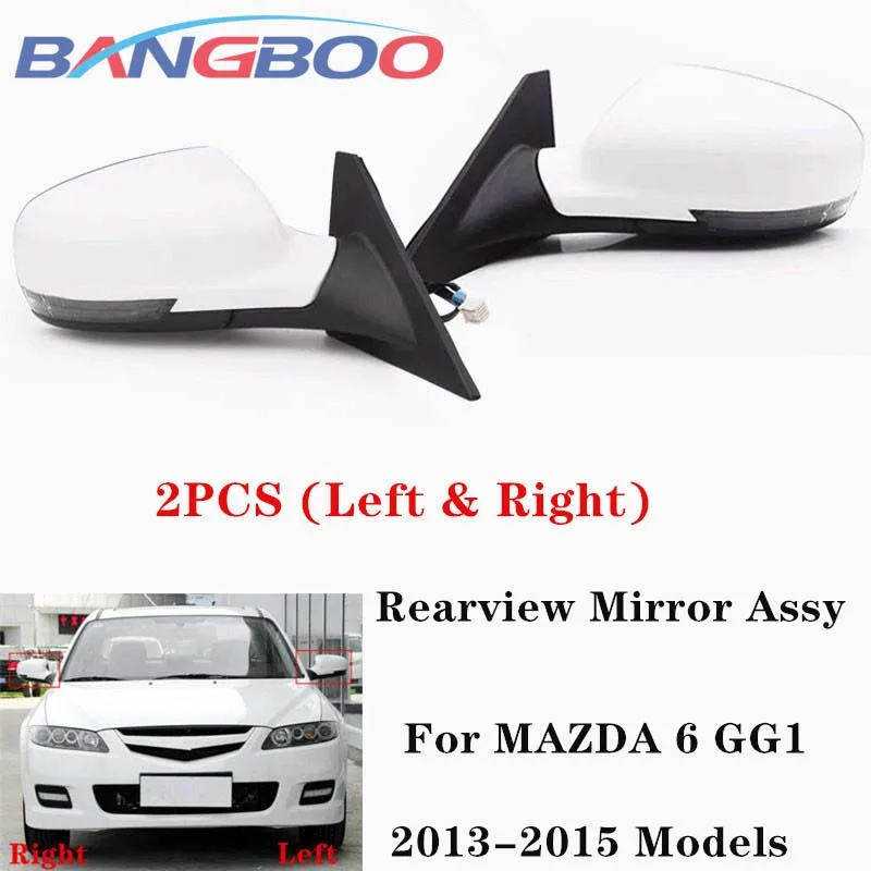 

2PCS Left and Right Car Rearview Mirror Assembly For MAZDA 6 GG1 2013 2014 2015 With LED Heating Electronic Folding Base Color