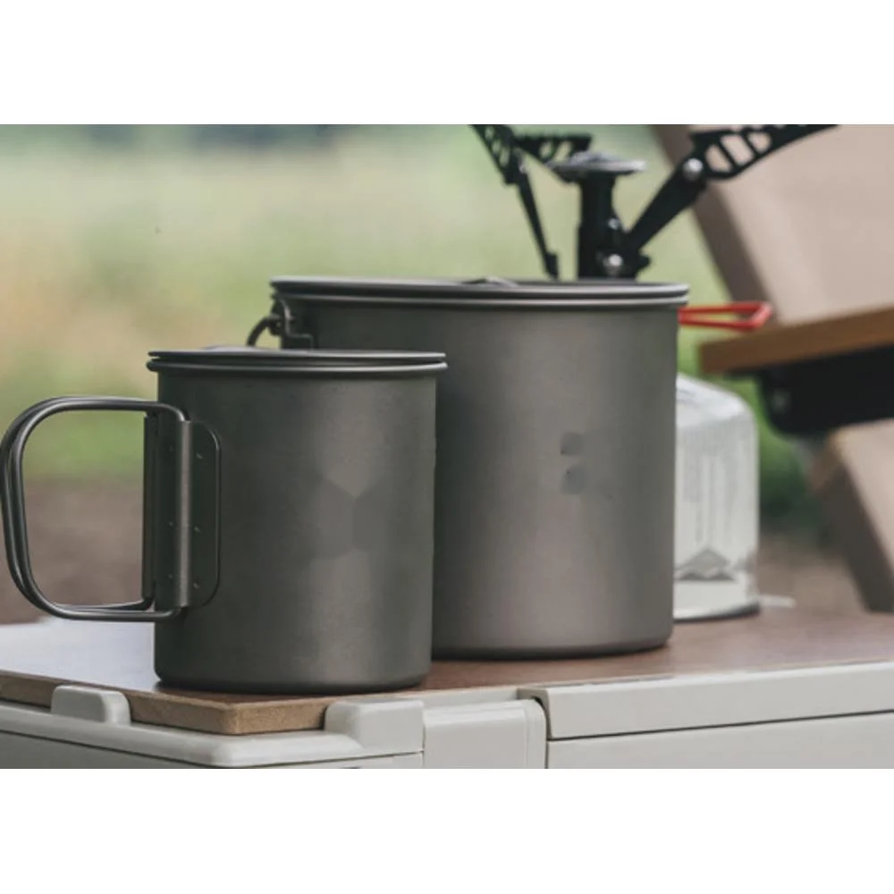 Outdoor pure titanium camping can be lifted, water stewing soup, boiling tea cup, folding mug_voghion.com