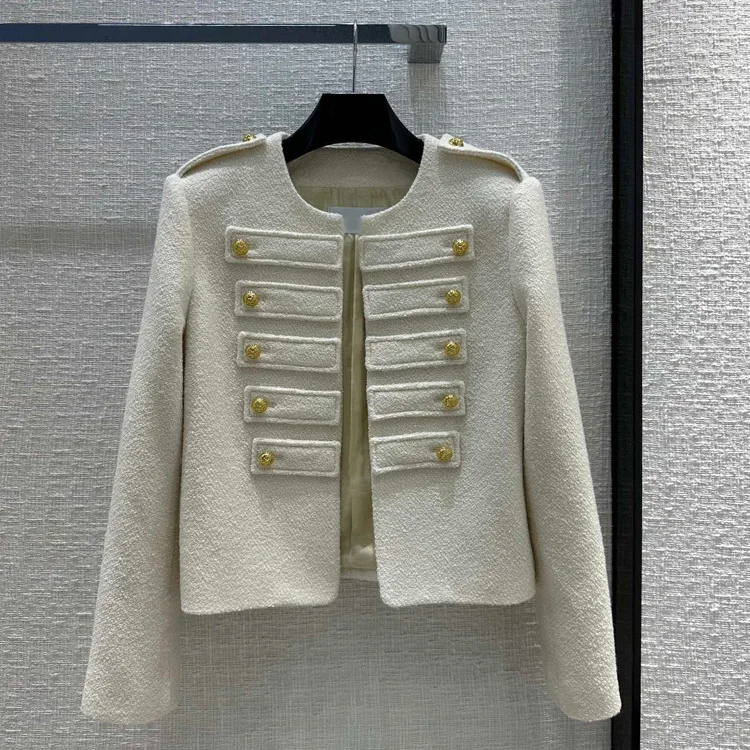 

2023 High-quality Palace Style French Retro High-grade Double-breasted Slim Tweed Jacket Short Coat Autumn Coat Women