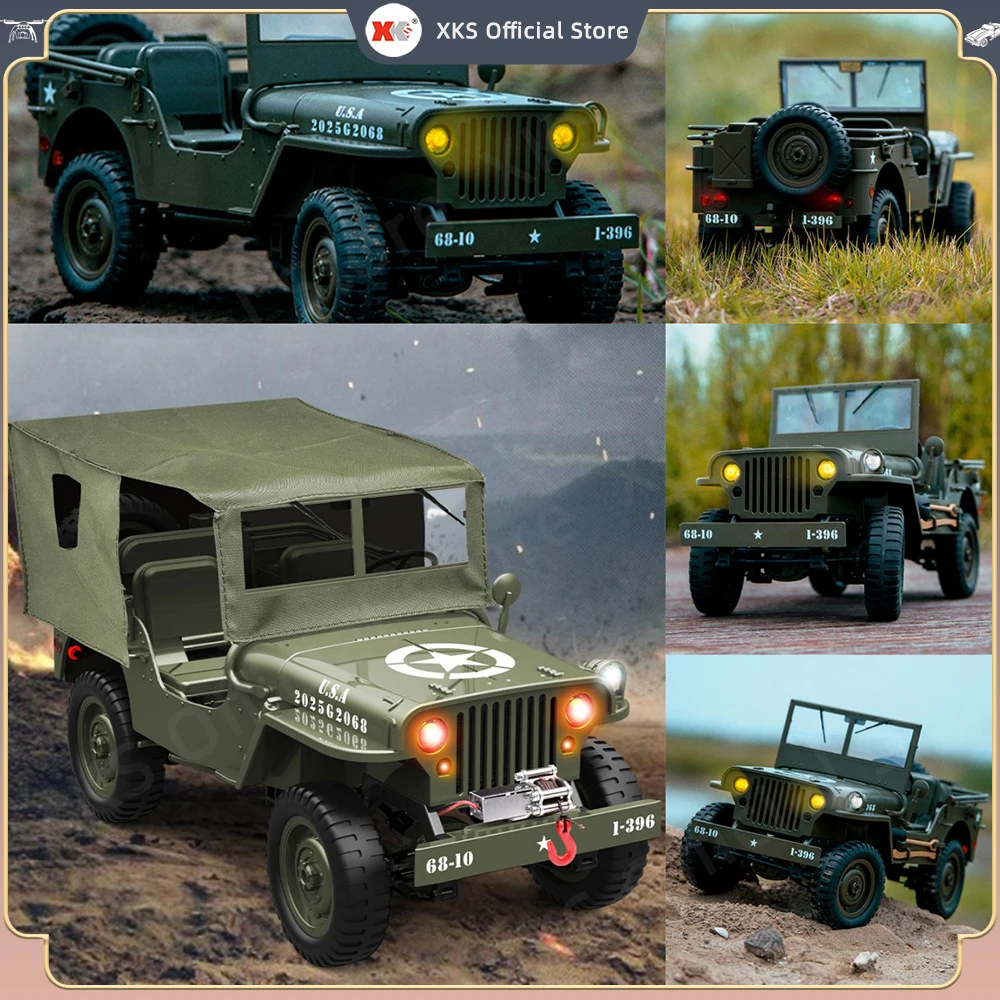 JJRC C8815 1/10 Rc Car 1941 MB Scaler Willys Jeep 2.4g 4wd RTR Crawler Climbing Military RC Truck Offroad Vehicle Adult Kids Toy 6