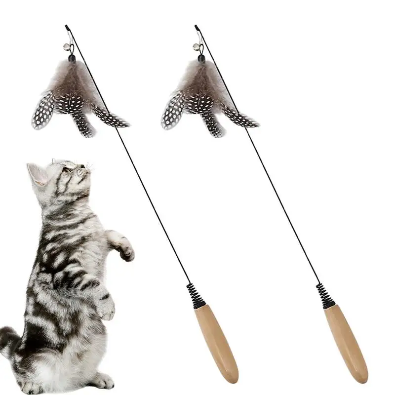 

Игрушки для кошек с перьями 2 шт., игрушка для котят и охотничьих перьев с присоской, тизер для домашних животных, кошек и собак, палочка, плюшевое перо со стальной проволокой