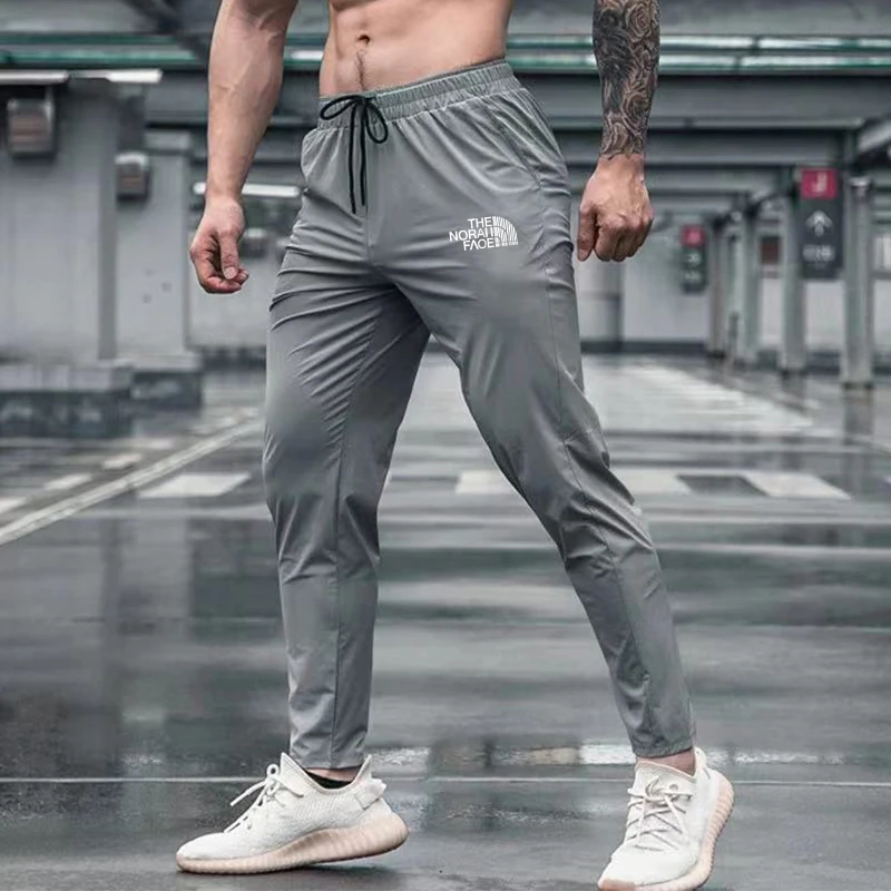 Summer Elastic Men Running Sport Pants Jogging Sweatpants Casual Outdoor Training Gym Fitness Trousers Zipper pocket leggings running pants