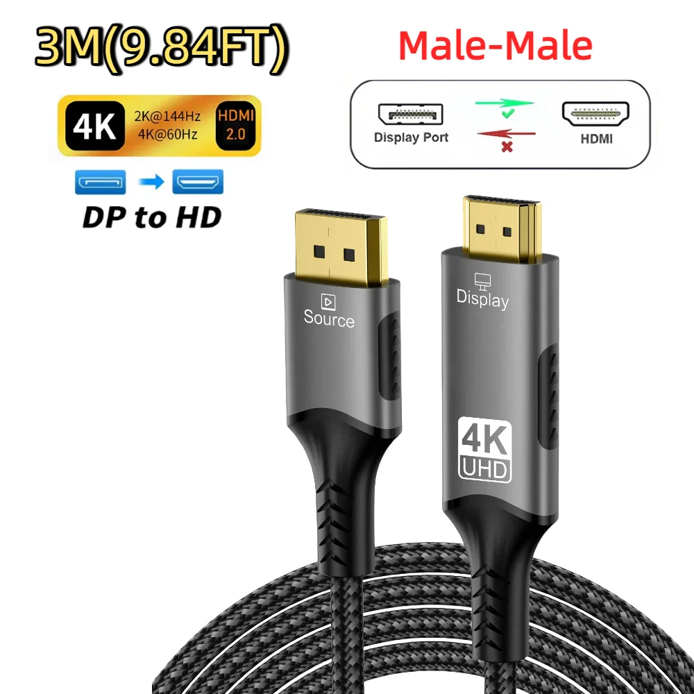 8K @ 60 هرتز DisplayPort إلى HDMI متوافق مع DP إلى...