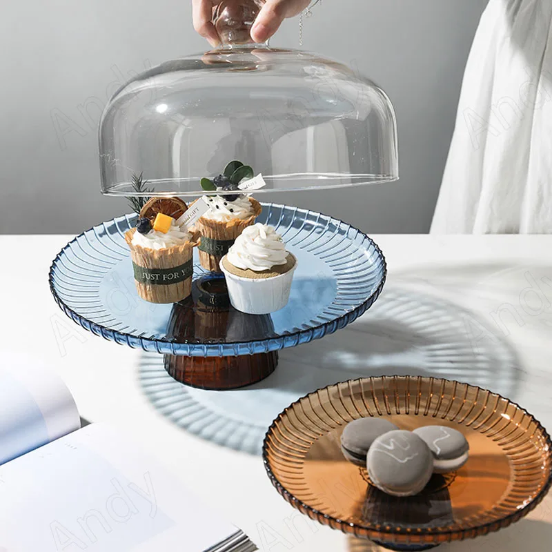 

Европейский стеклянный поднос для хранения с крышкой, цветные сшитые Свадебные подносы, органайзер для десертов в гостиную, настольные подносы для фруктов