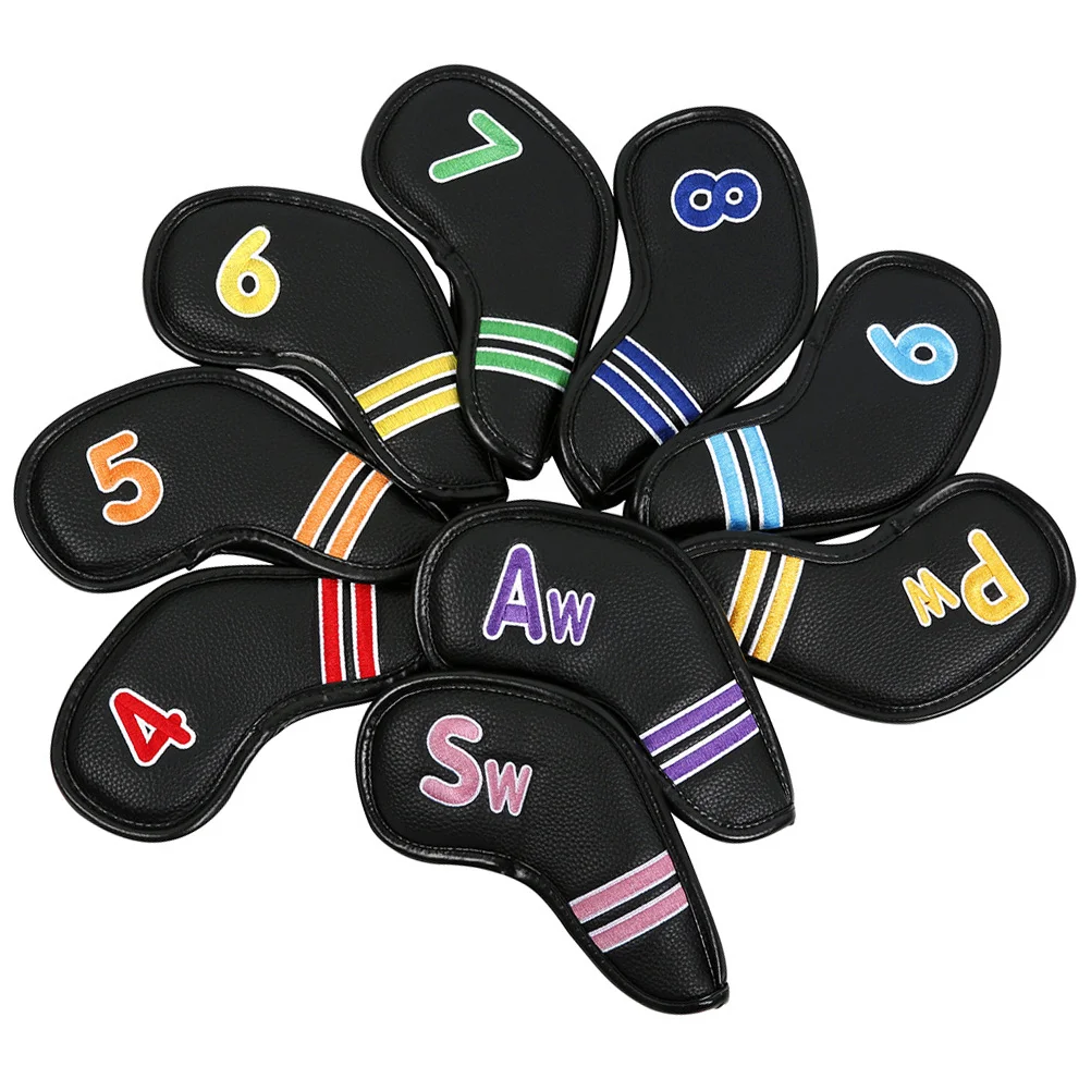 9Pcs Putter Cover Putter Covers PU Headcover Club Cover Embroideried for Builder