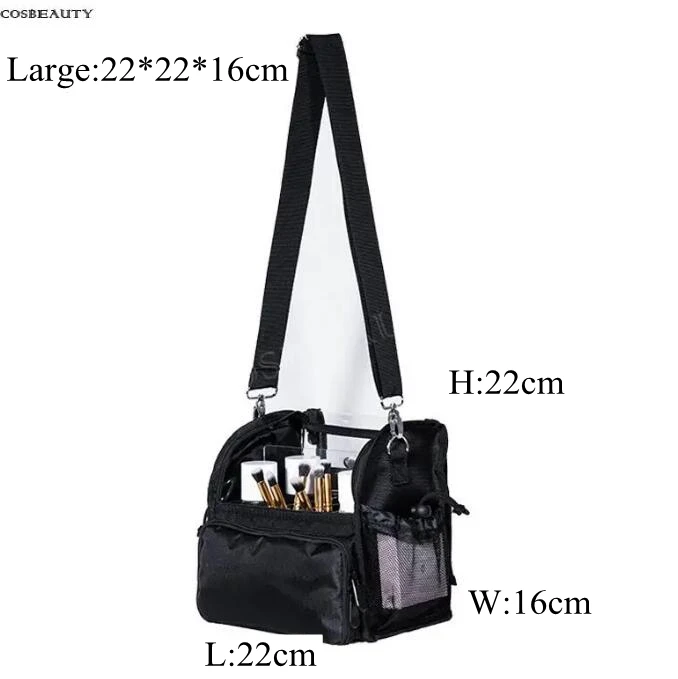 Custodia per trucco da viaggio con divisorio in acrilico custodia per Organizer con custodia per pennelli per trucco borsa per cosmetici in piedi borsa da viaggio per artisti - immagine 2