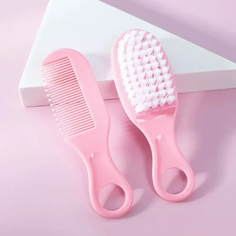 2Pcs/Set Baby Hairbrush Comb Portable Newborn Infant Toddlers Soft Hair Brush Head Massager Comb Set Baby Kid Hair Care Supplies 4