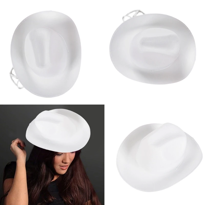 

Белая ковбойская шляпа Fedora с широкими полями, ковбойская шляпа, девичник, женский головной убор