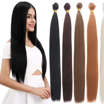 Fasci di capelli lisci ossei da 26 pollici estensioni dei capelli naturali da salone fibre finte capelli lisci Yaki sintetici super lunghi tessitura completa