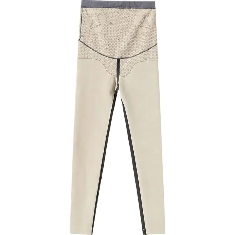 Winter Thick Warm Maternity Trousers High Waist Pregnancy Shark Skin Legging Stretched Skinny Pregnant Woman Fleece Pencil Pants