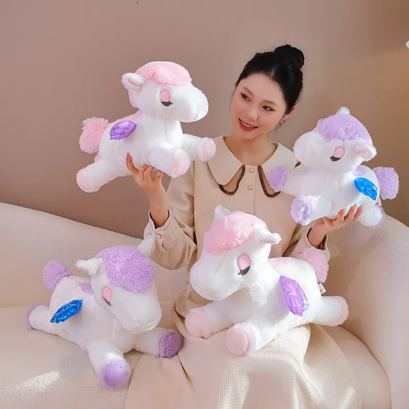 

Kawaii Rainbow Pegasus Unicorn Plush Toy Soft Stuffed Animal Winging Horse Babys Accompany Toys Plushies Throw Pillow Doll Gifts