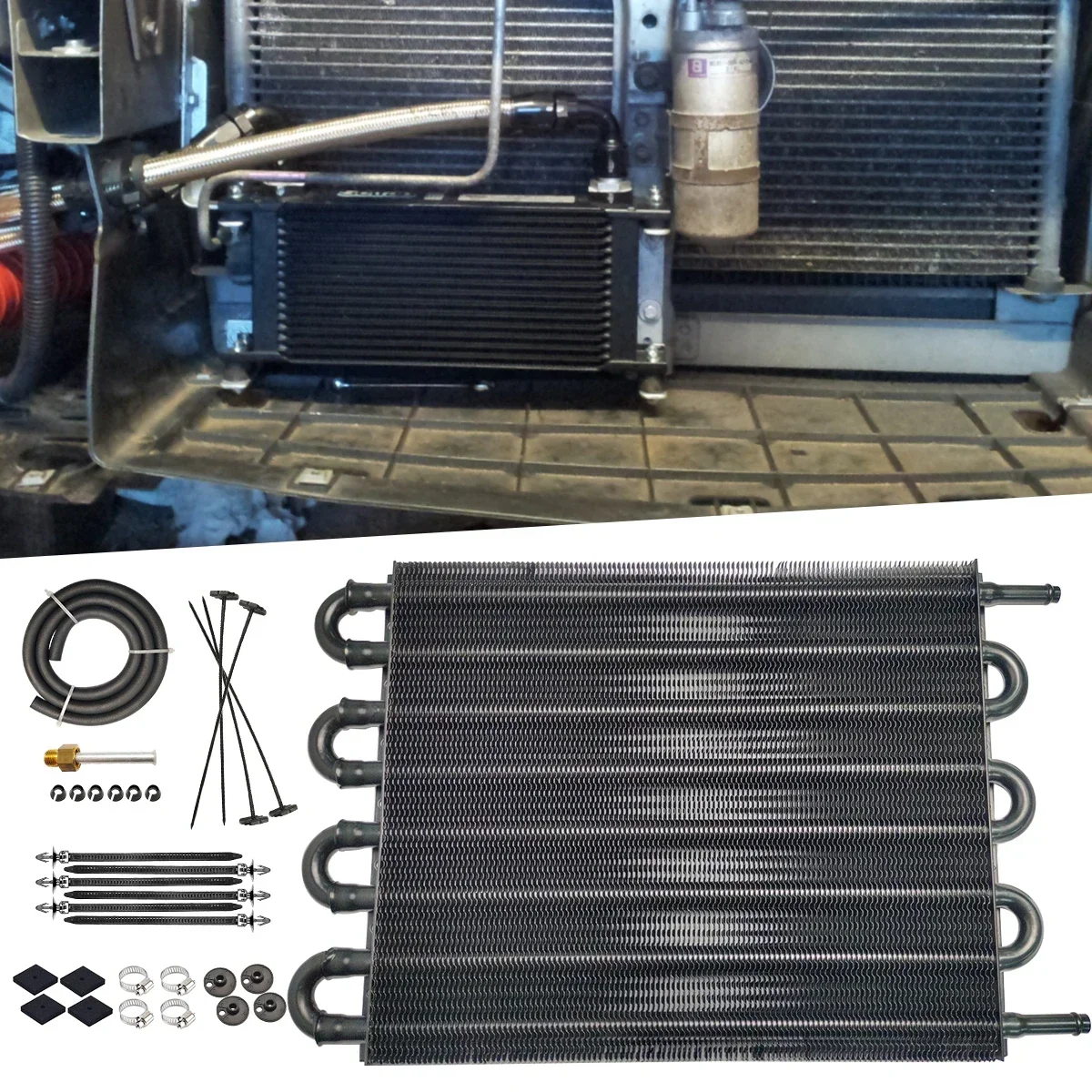 8 Row 6 Row 4 Aluminum Remote Transmission Oil Cooler Auto-Manual Radiator Converter Kit oil cooler kit aluminum radiator aluminum radiator kit