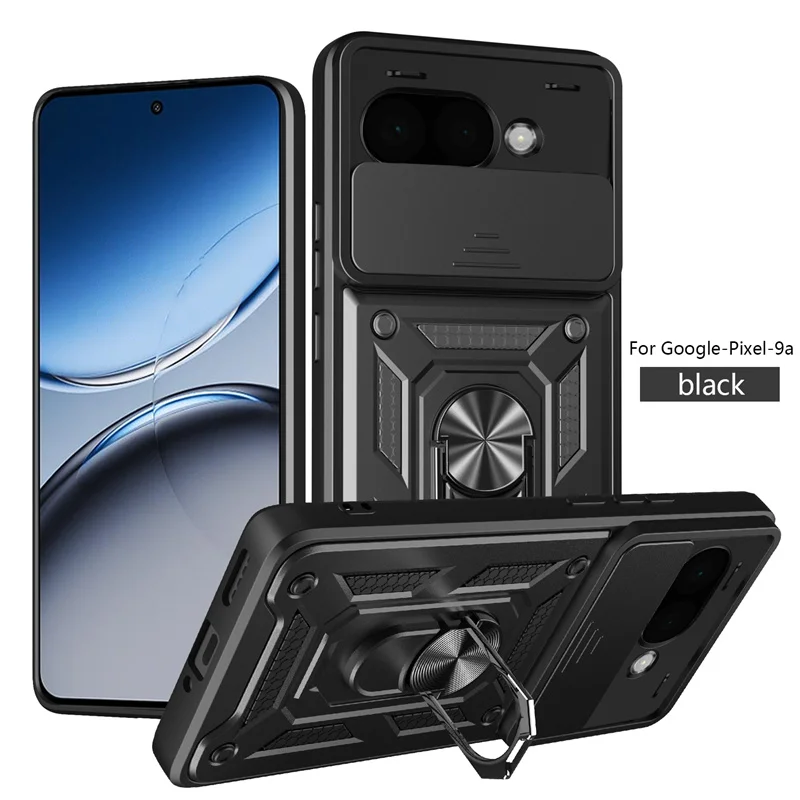 Magnetic Ring Armor Phone Case with Camera Protection and Car Mount Holder