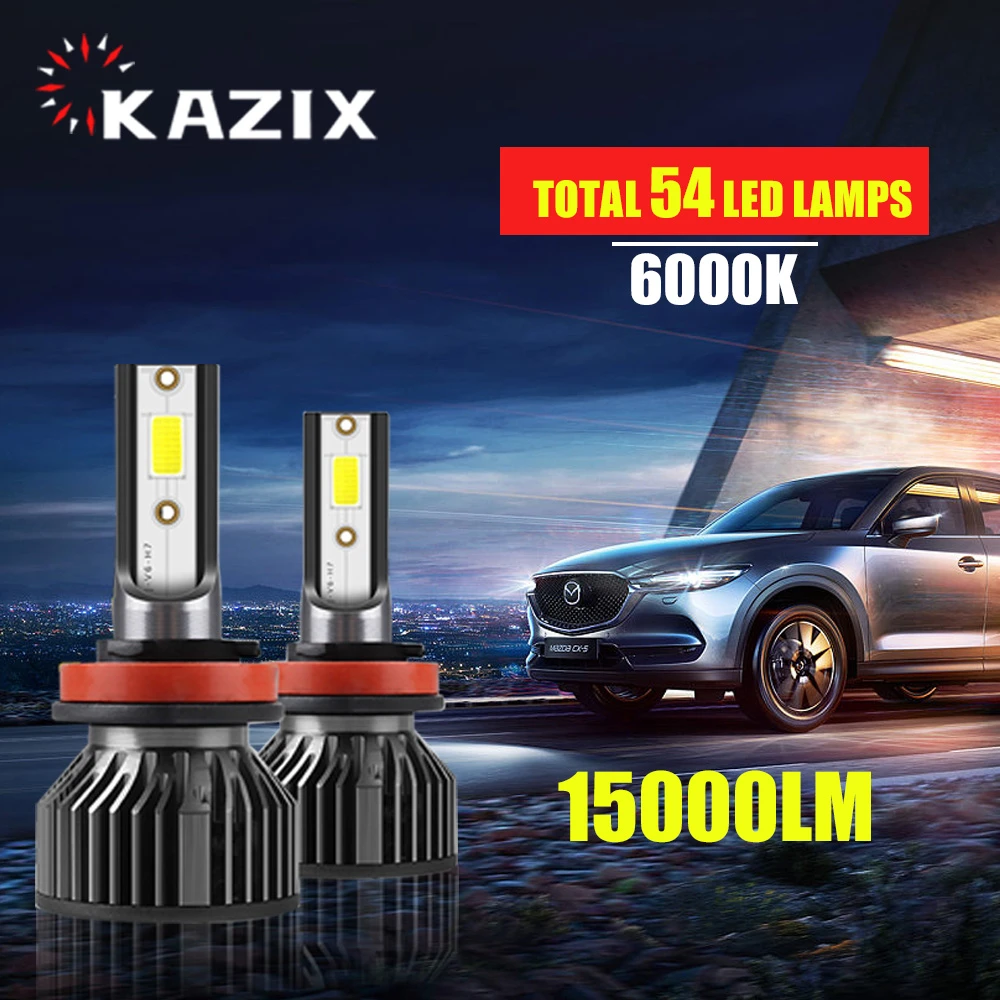 Kazix 2pcs H1 H3 H4 H7 12V LED Headlights far Car Led bulbs Car lights